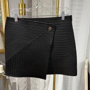 Halston Heritage Black Ribbed Mini Skirt